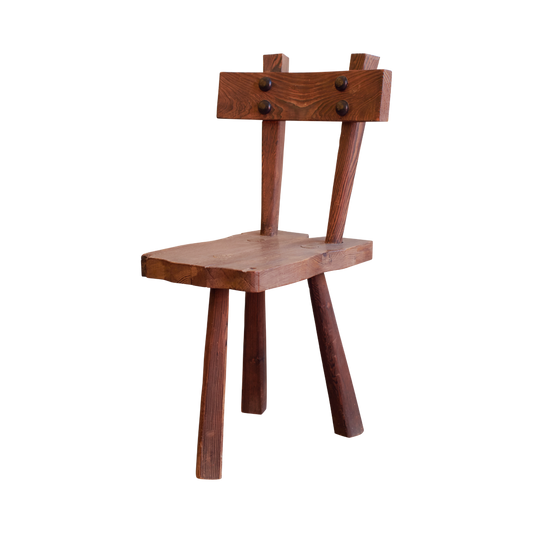 BRUTALIST WIRE BRUSHED WOODEN CHAIRS