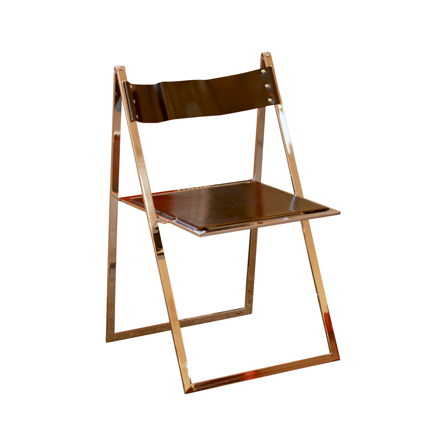 CHROME & LEATHER ELIOS FOLDING CHAIRS