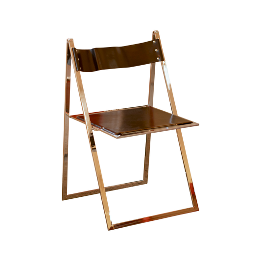 CHROME & LEATHER ELIOS FOLDING CHAIRS