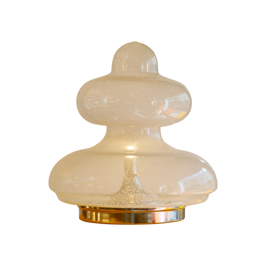 CHROME SPECKLED GLASS TABLE LAMP