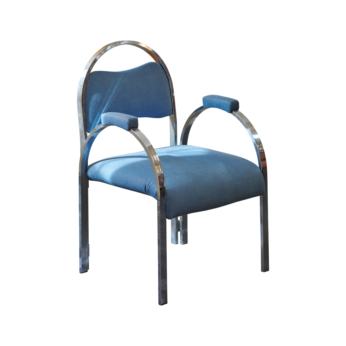 SET OF FOUR COLOURFUL CHROME SIDE CHAIRS