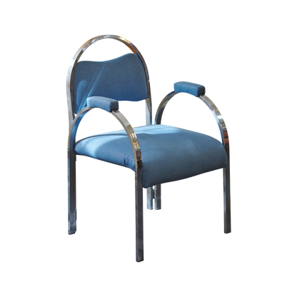 SET OF FOUR COLOURFUL CHROME SIDE CHAIRS