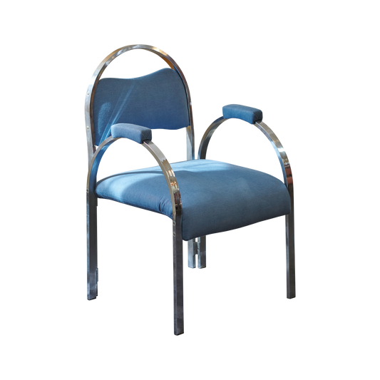 SET OF FOUR COLOURFUL CHROME SIDE CHAIRS
