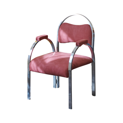 SET OF FOUR COLOURFUL CHROME SIDE CHAIRS