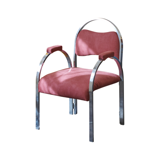 SET OF FOUR COLOURFUL CHROME SIDE CHAIRS