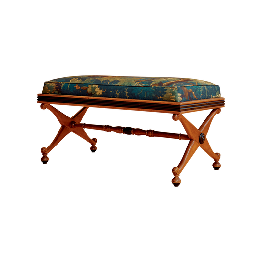 CROSS BENCH w. LEAF UPHOLSTERY