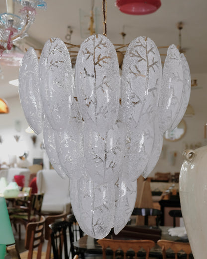 FROSTED MURANO GLASS LEAF CHANDELIER