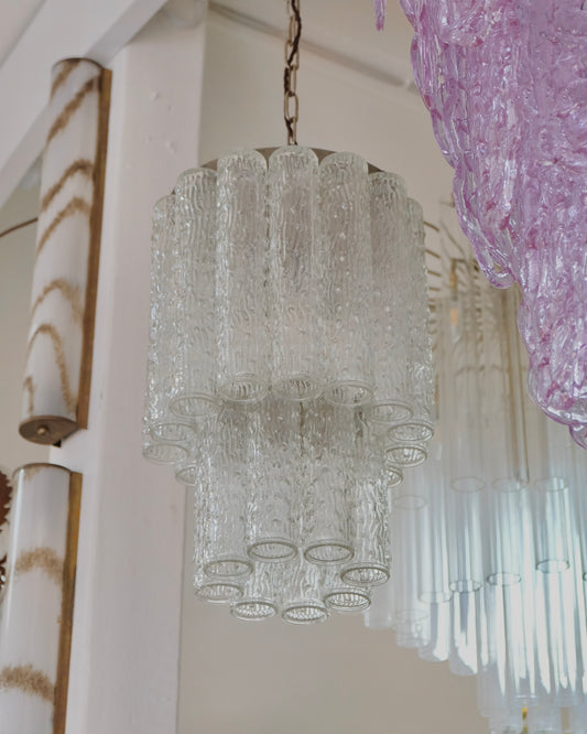 TWO TIER RIPPLED MURANO GLASS CHANDELIER