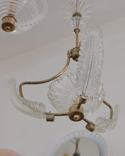 BAROVIER & TOSO THREE ARMED LEAF PENDANT