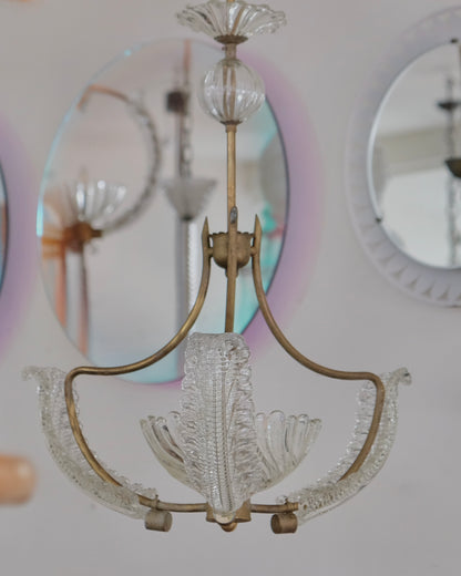 BAROVIER & TOSO THREE ARMED LEAF PENDANT