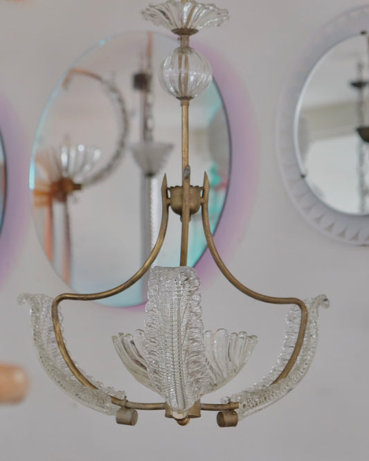 BAROVIER & TOSO THREE ARMED LEAF PENDANT