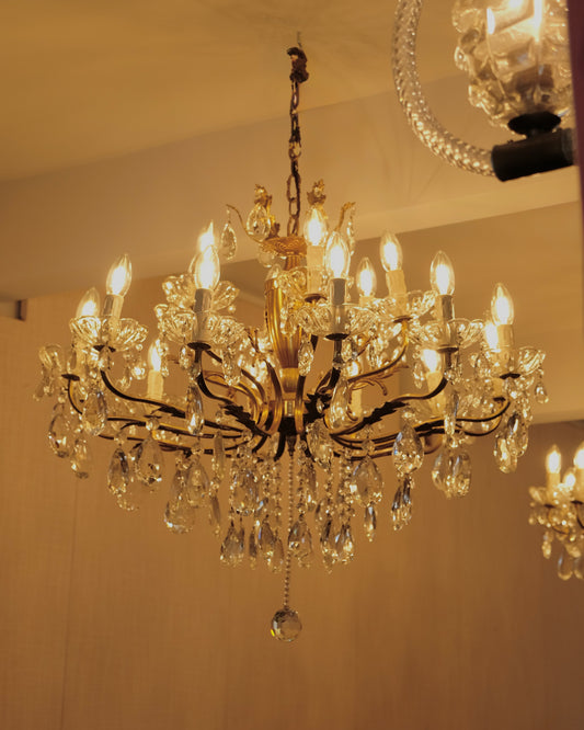 PAIR OF BRASS FLORENTINE CHANDELIERS