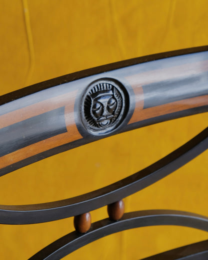 SET OF SIX EBONIZED REGENCY CHAIRS w. COLOR FIELD UPHOLSTERY