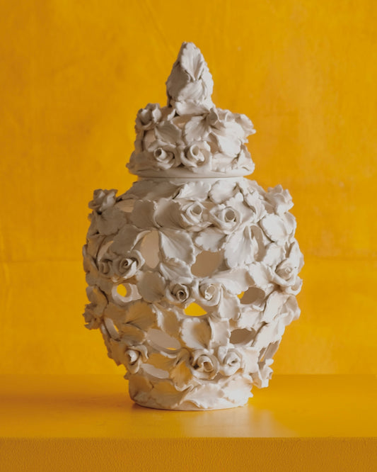 PAIR OF SIGNED CERAMIC FLORAL VESSELS