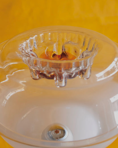 MURANO MILK GLASS TABLE LAMPS w. DRIPPED AMBER TOP