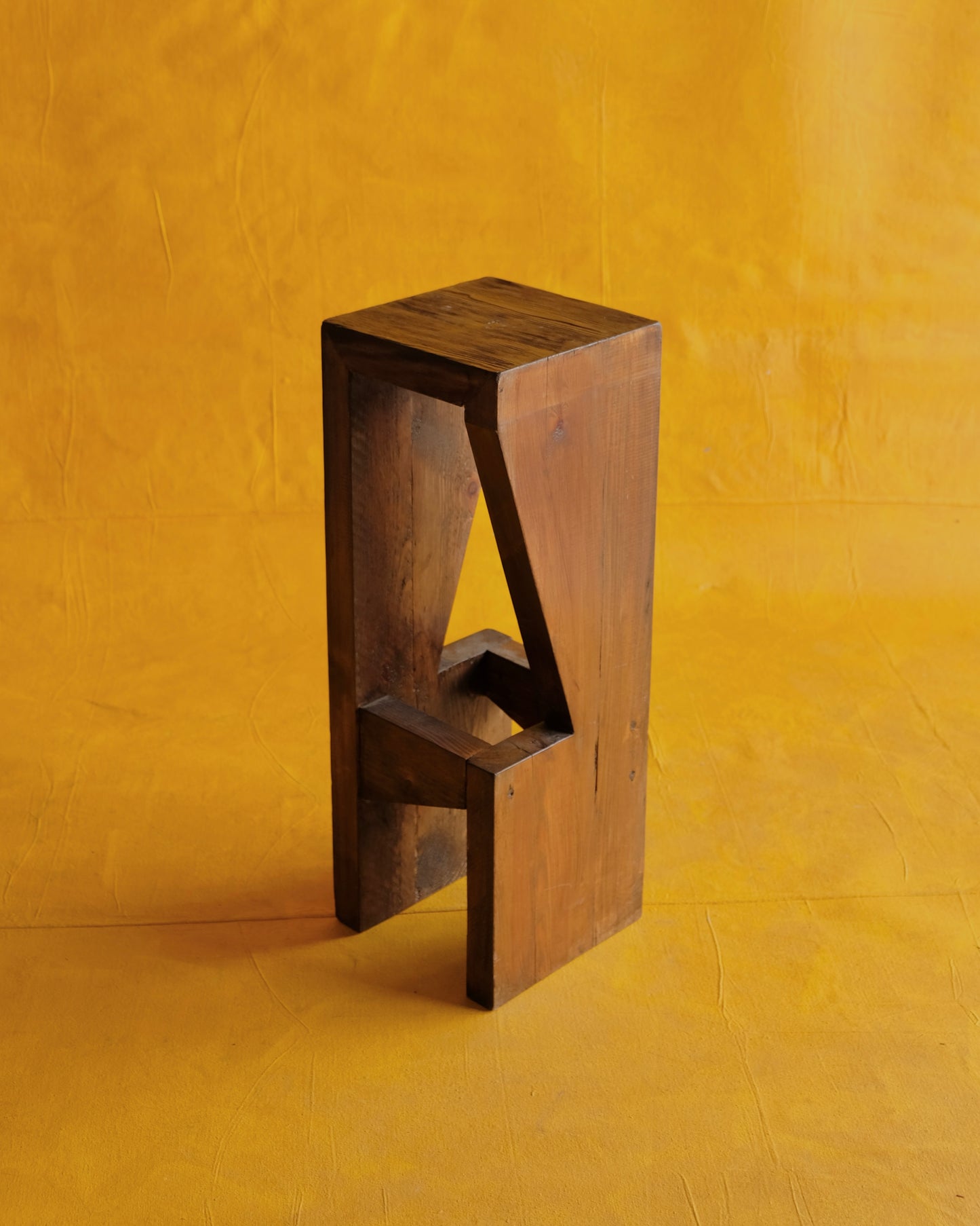 TRIO OF ABSTRACT PINE BAR STOOLS