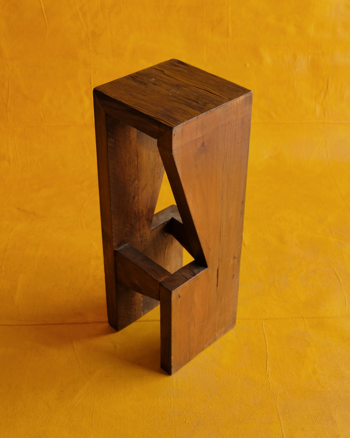 TRIO OF ABSTRACT PINE BAR STOOLS