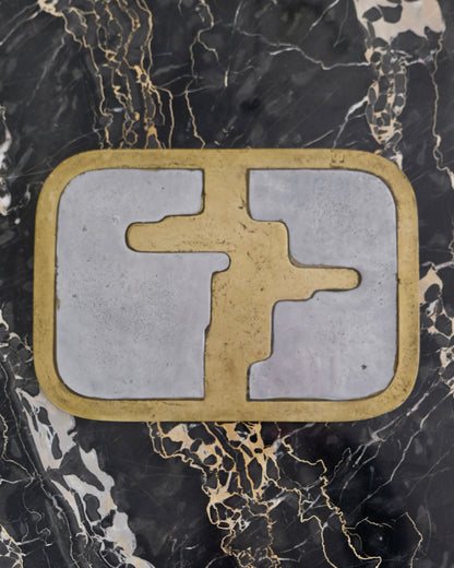 ALUMINIUM TRAY w. BRASS PATTERN DETAIL