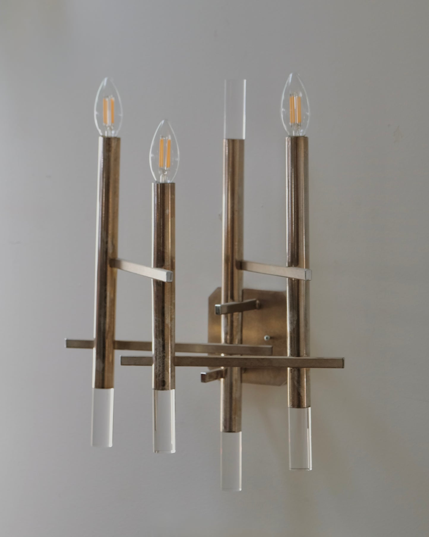 SCIOLARI CHROME THREE ARMED WALL SCONCES