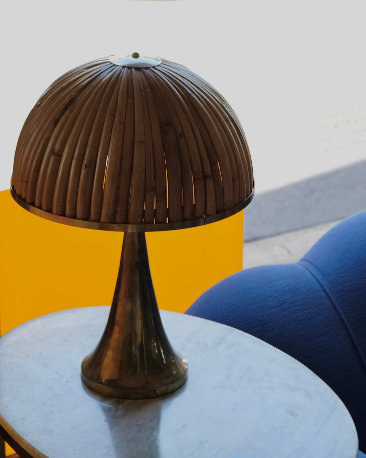 TAPERED BRASS TABLE LAMPS w. BAMBOO SHADE