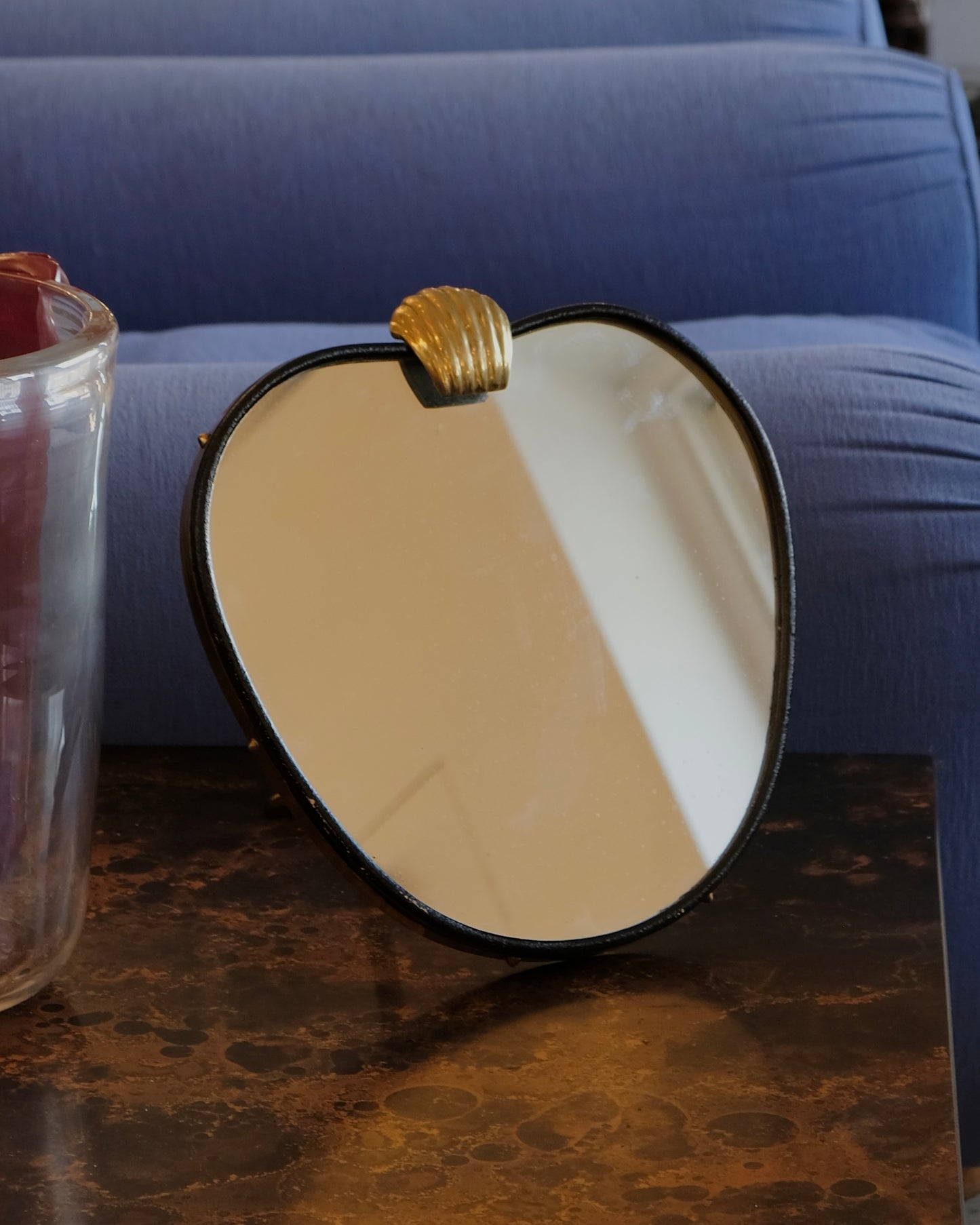 CURVED BRASS CLIP VANITY MIRROR