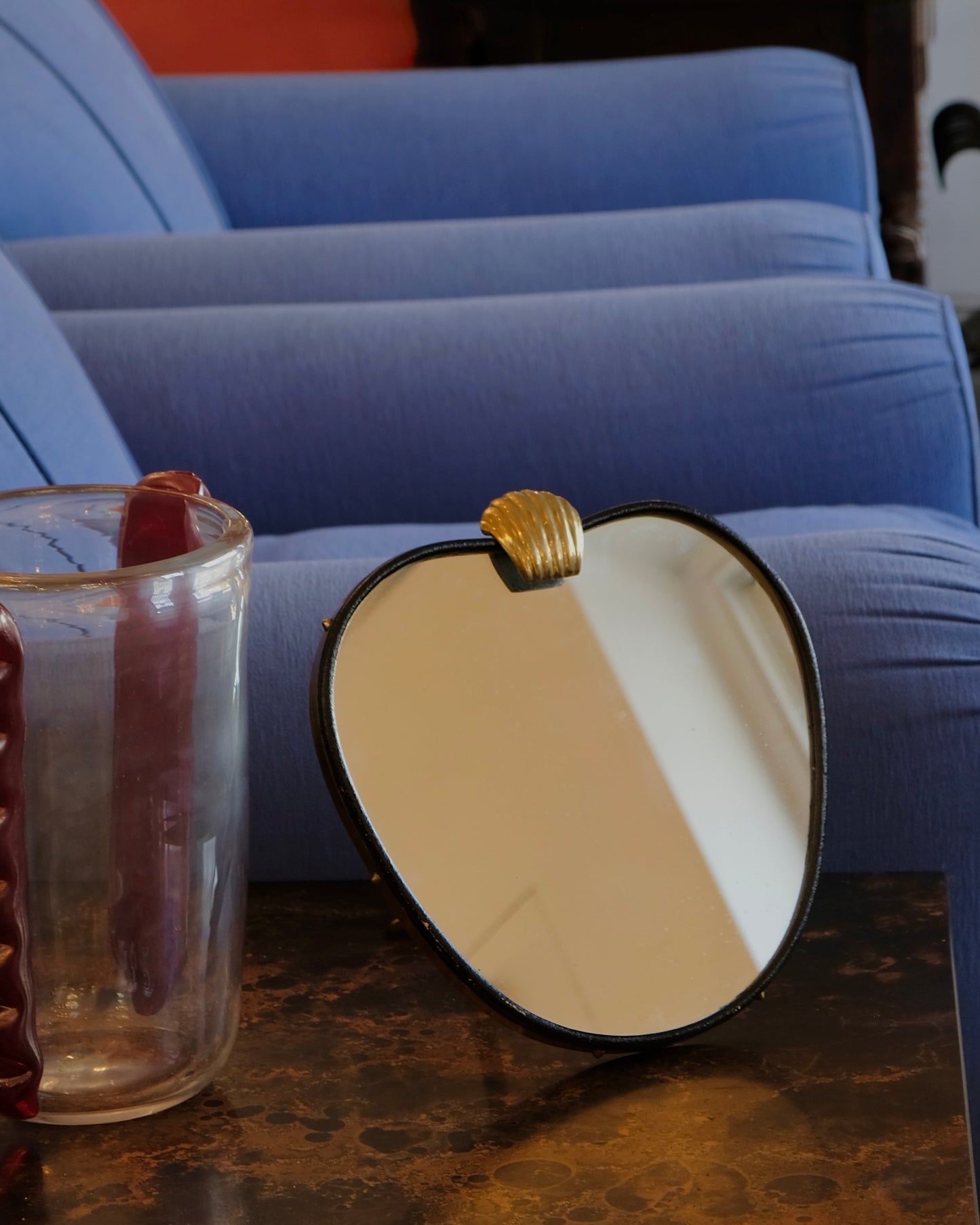 CURVED BRASS CLIP VANITY MIRROR