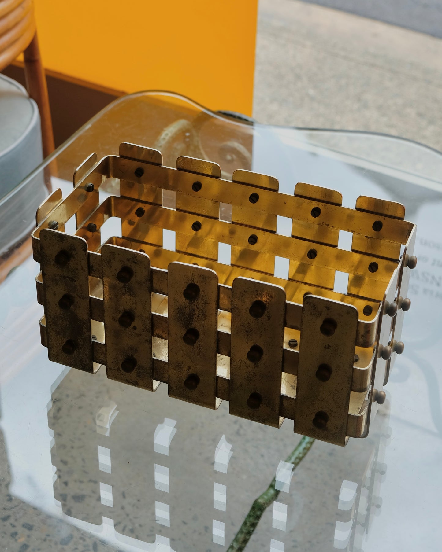 BRASS GRID BASKET