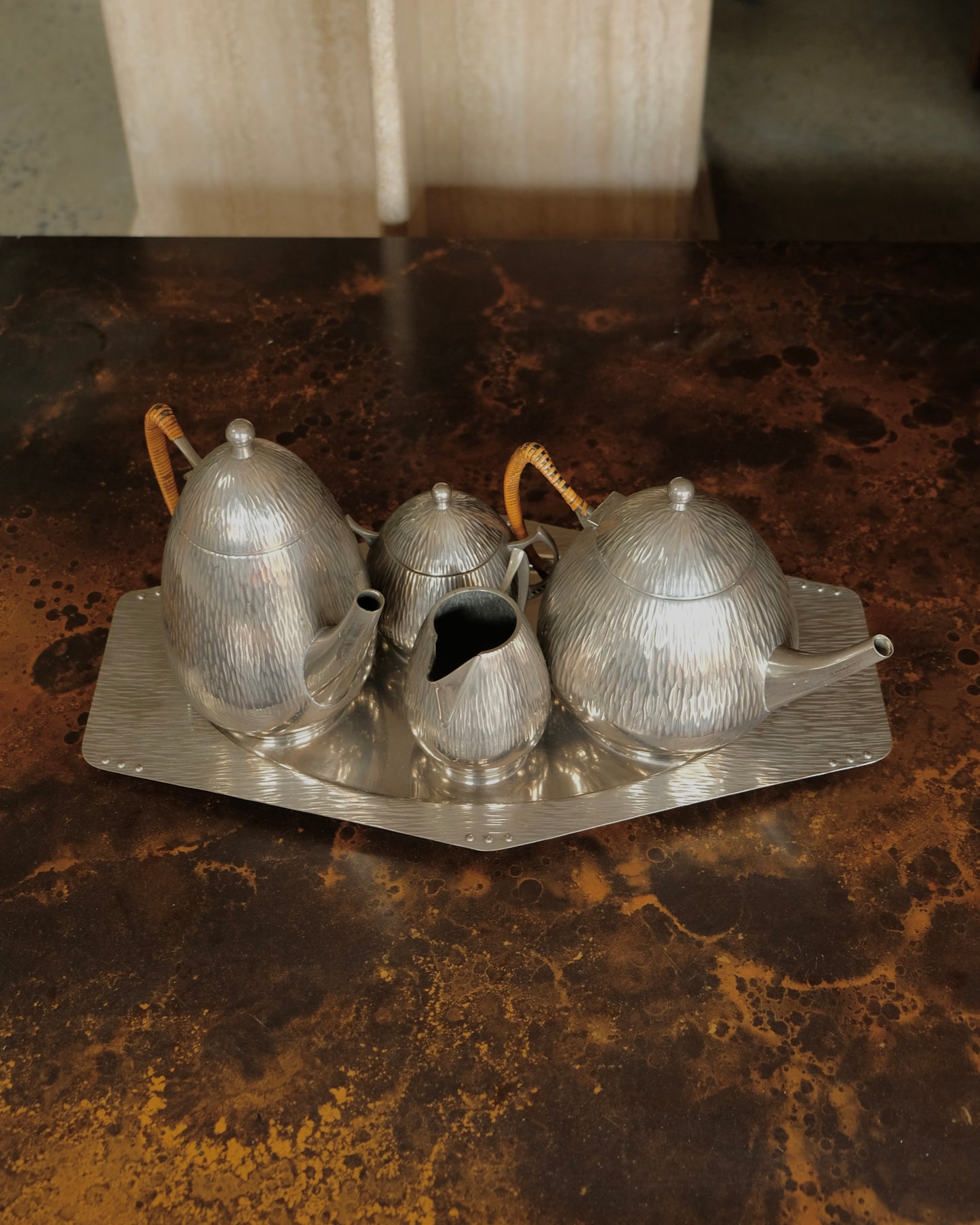 SILVER BAUHAUS ACORN SERVING SET