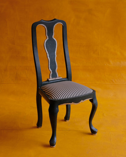 PAIR OF REGENCY FORREST GREEN & GILT DINING CHAIRS