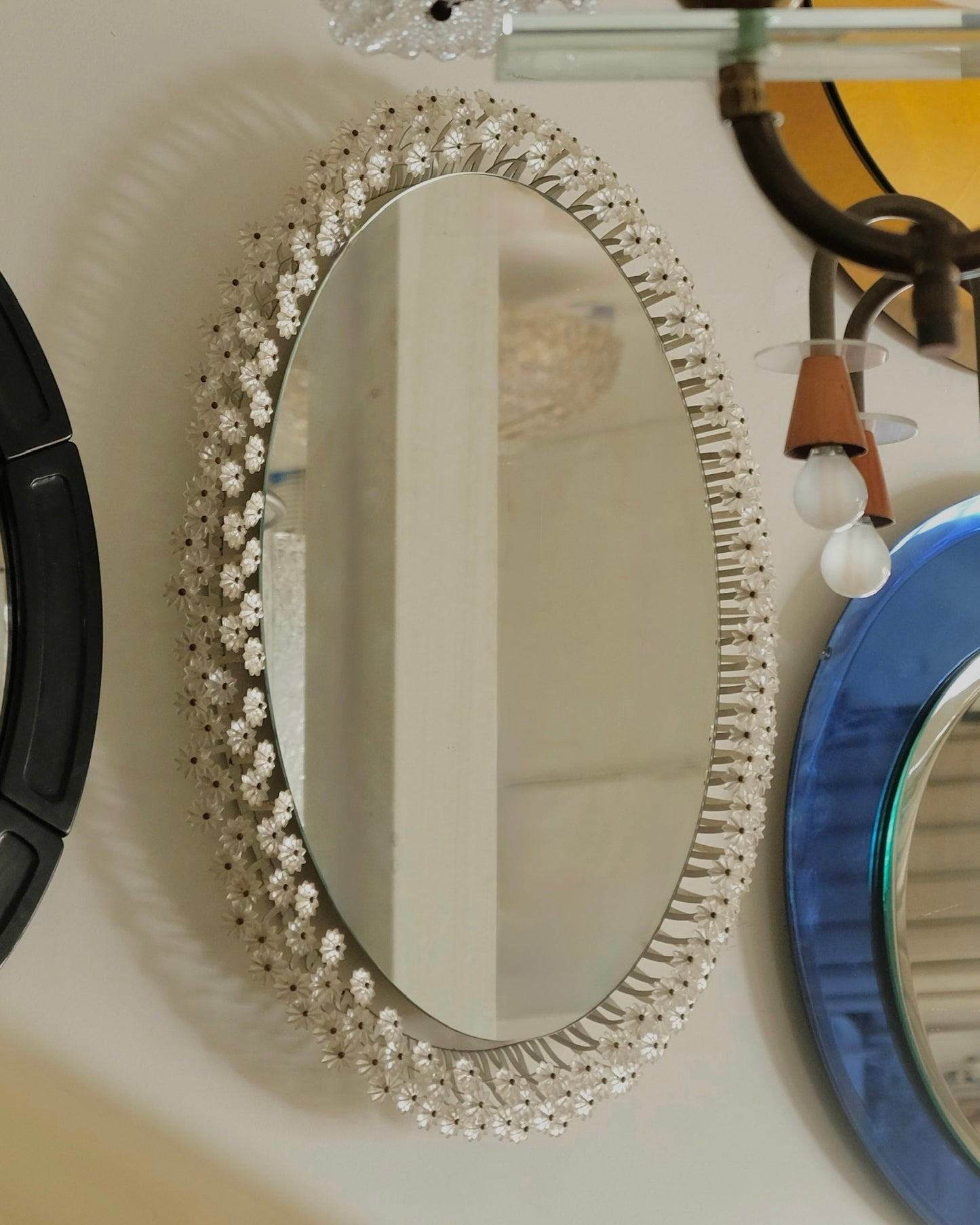 BACKLIT MIRROR w. FLORAL MOTIF FRAME