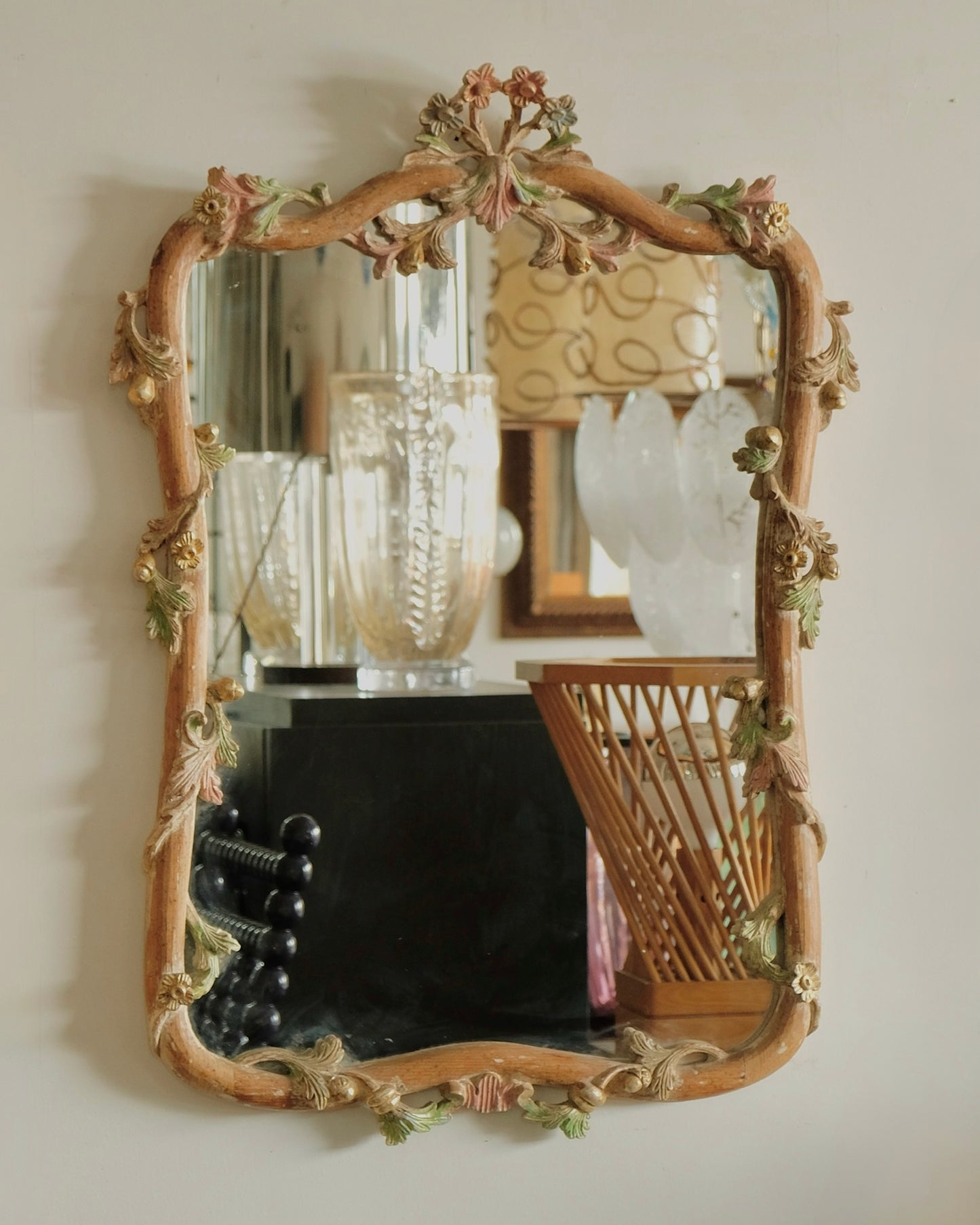 HAND CARVED FLORAL TIMBER LOUIS XV MIRROR