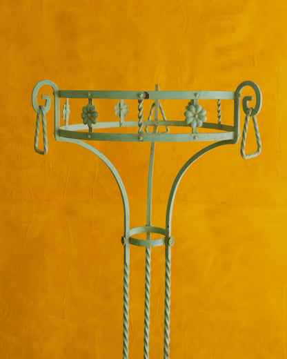 PAIR OF WROUGHT IRON GREEN PLANT STANDS