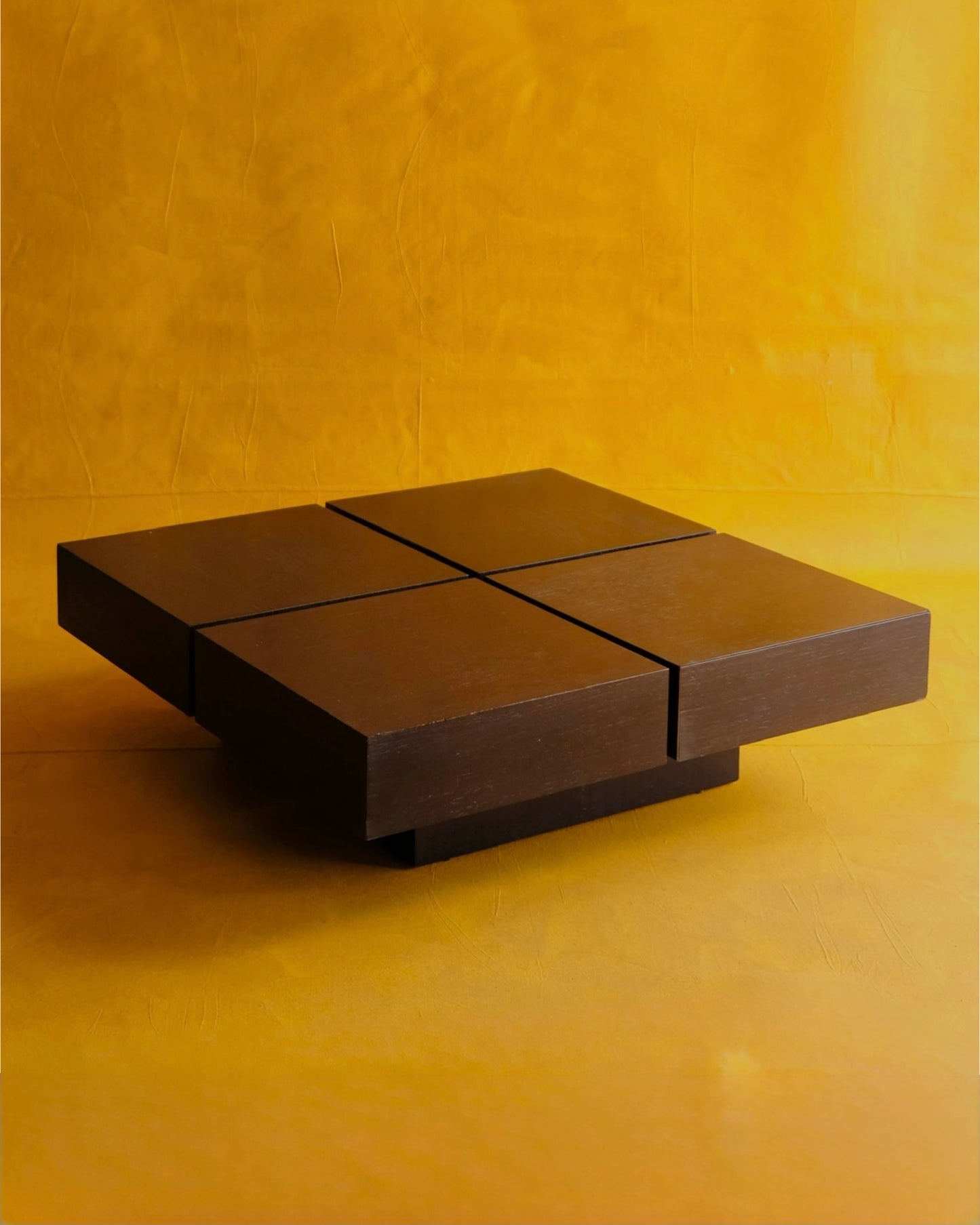 FOUR SQUARE LAMINATE COFFEE TABLE w. SINGLE DRAWER