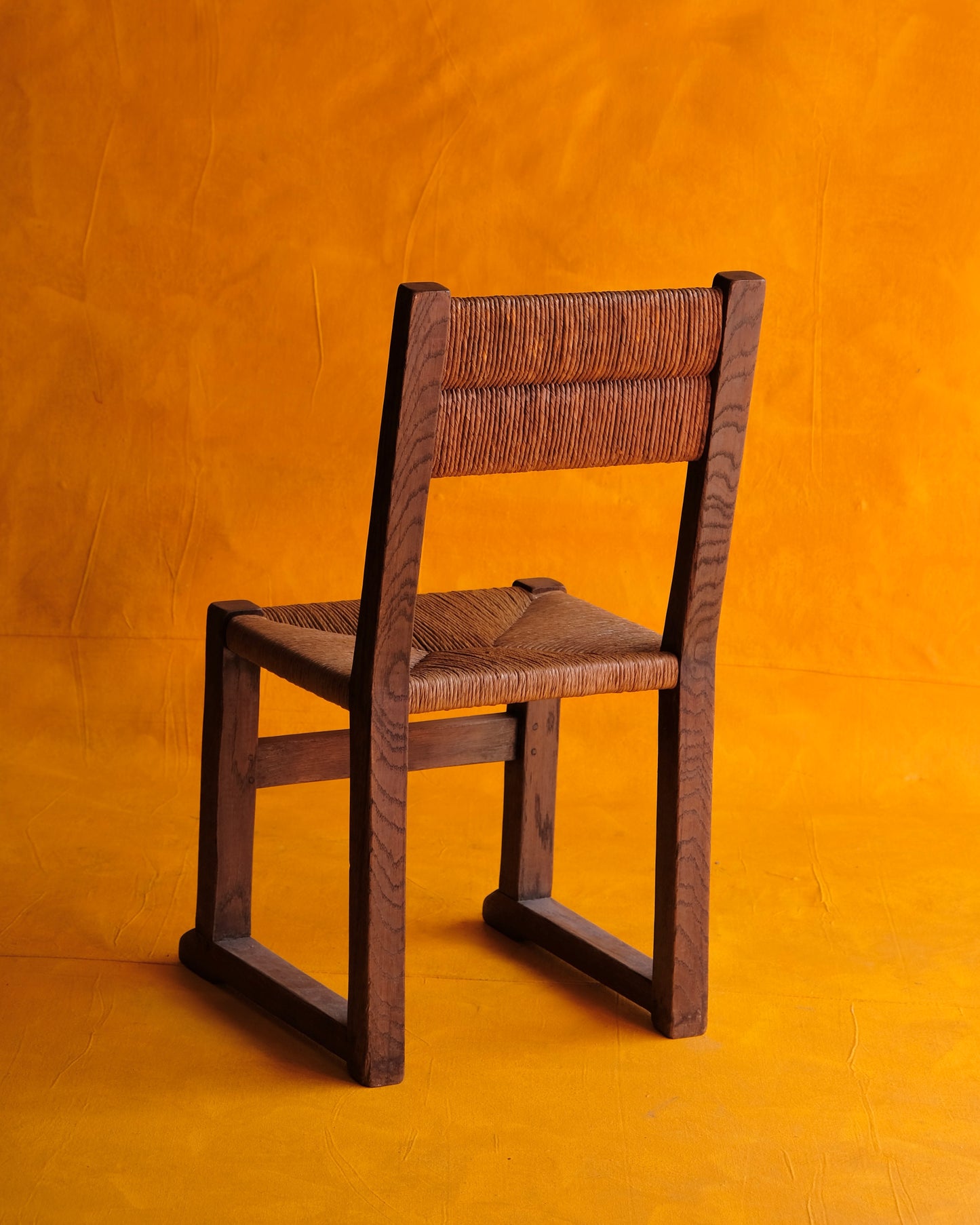 LIGHT BROWN WOOD & RATTAN CHAIRS