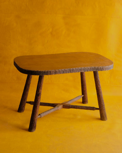 FRENCH HAND CARVED CROSS BASE TABLE