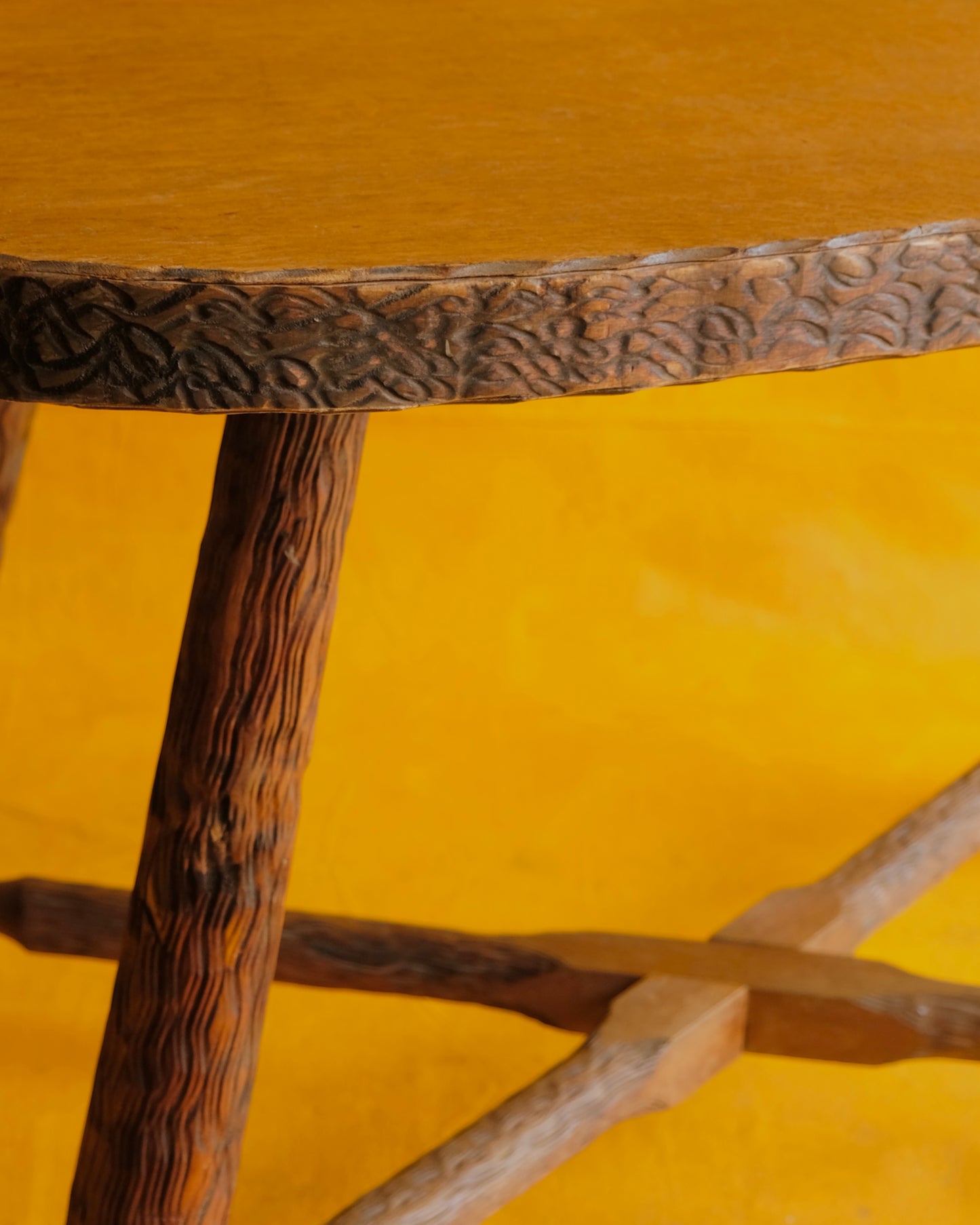 FRENCH HAND CARVED CROSS BASE TABLE