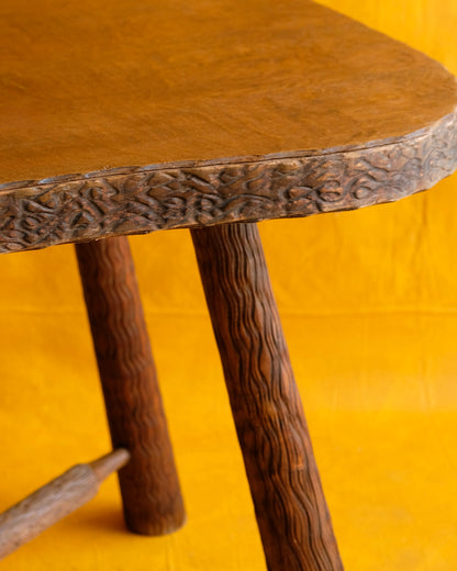 FRENCH HAND CARVED CROSS BASE TABLE