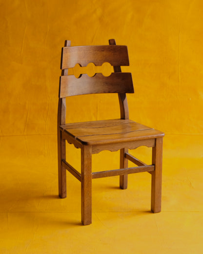 SET OF SIX BRUTALIST RAZOR BLADE TIMBER CHAIRS