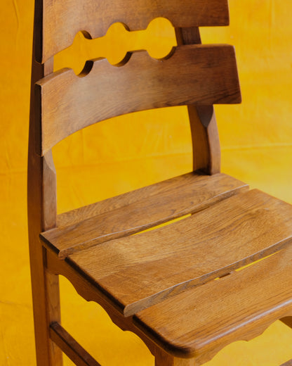 SET OF SIX BRUTALIST RAZOR BLADE TIMBER CHAIRS