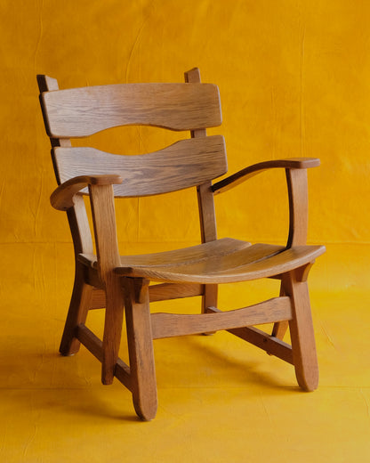 PAIR OF SCULPTURAL FRENCH OAK ARMCHAIRS