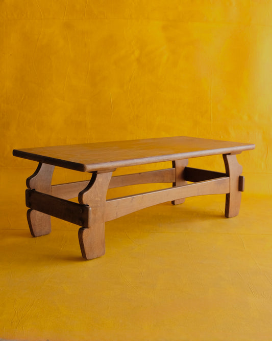 BRUTALIST FRENCH OAK COFFEE TABLE