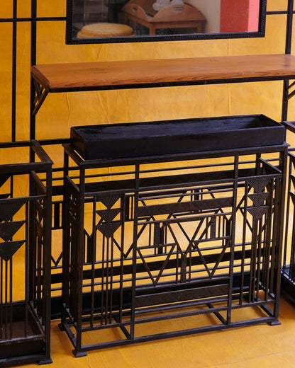 WIDE ART DECO WROUGHT IRON HALL STAND