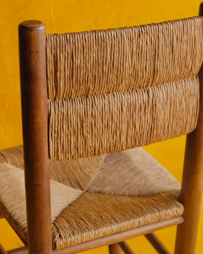 SET OF SIX TAPERED RUSH DINING CHAIRS