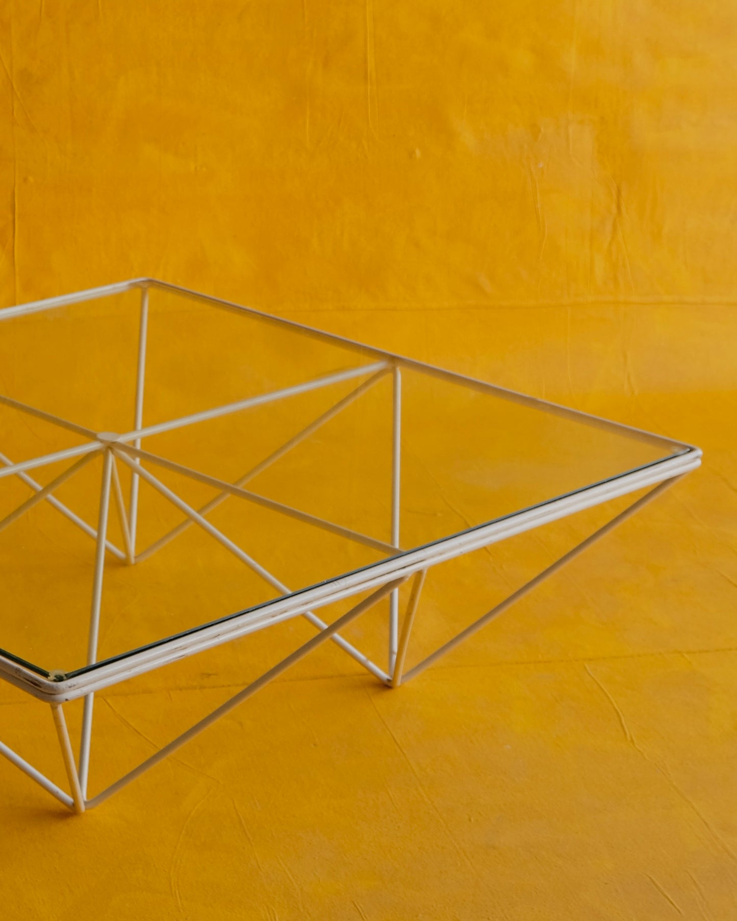 ALANDA WHITE LOW GLASS COFFEE TABLE
