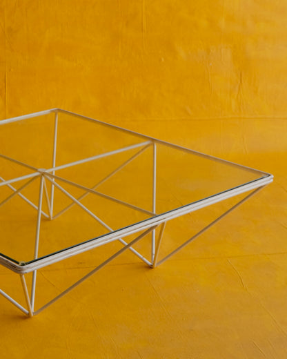 ALANDA WHITE LOW GLASS COFFEE TABLE