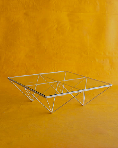 ALANDA WHITE LOW GLASS COFFEE TABLE