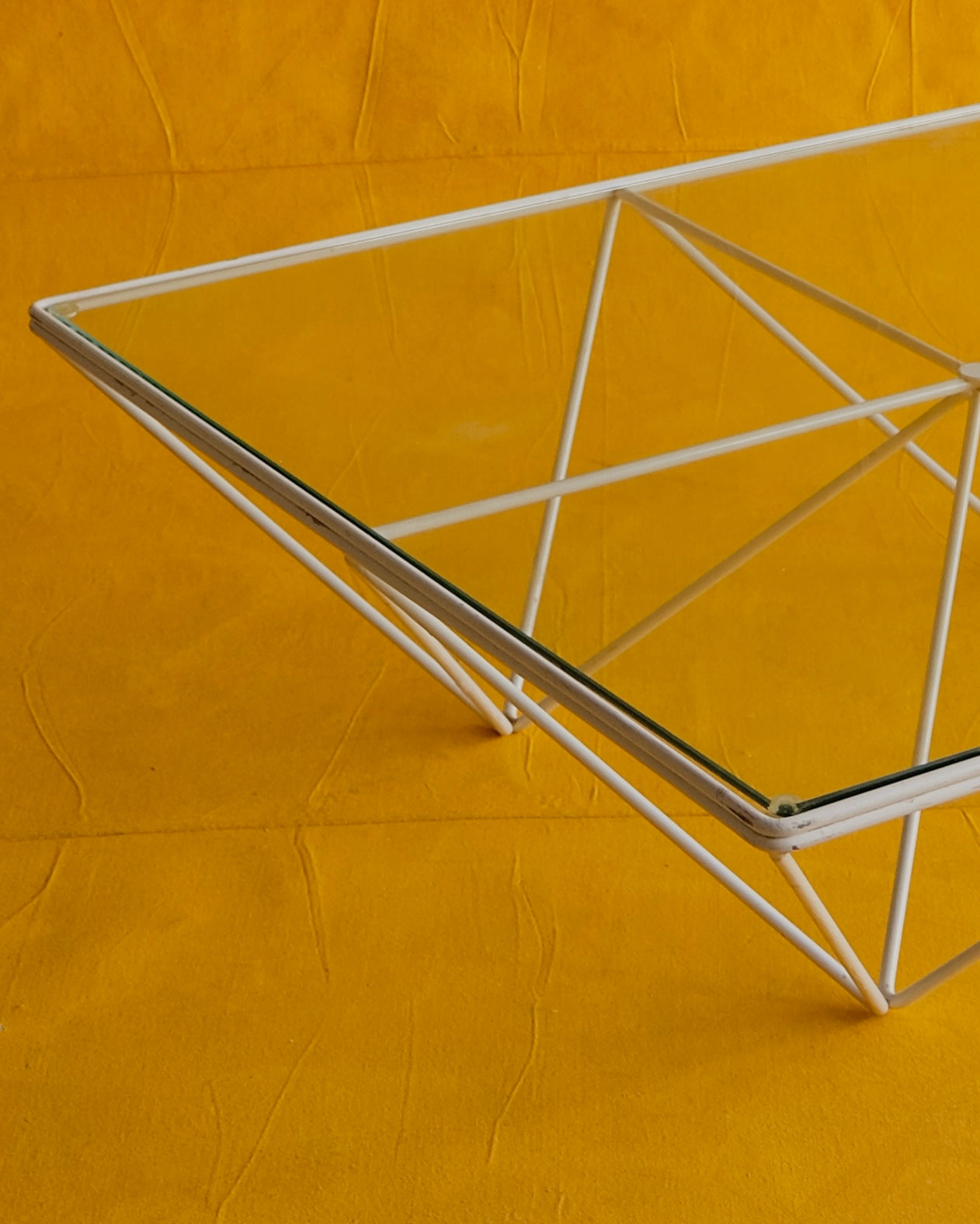 ALANDA WHITE LOW GLASS COFFEE TABLE