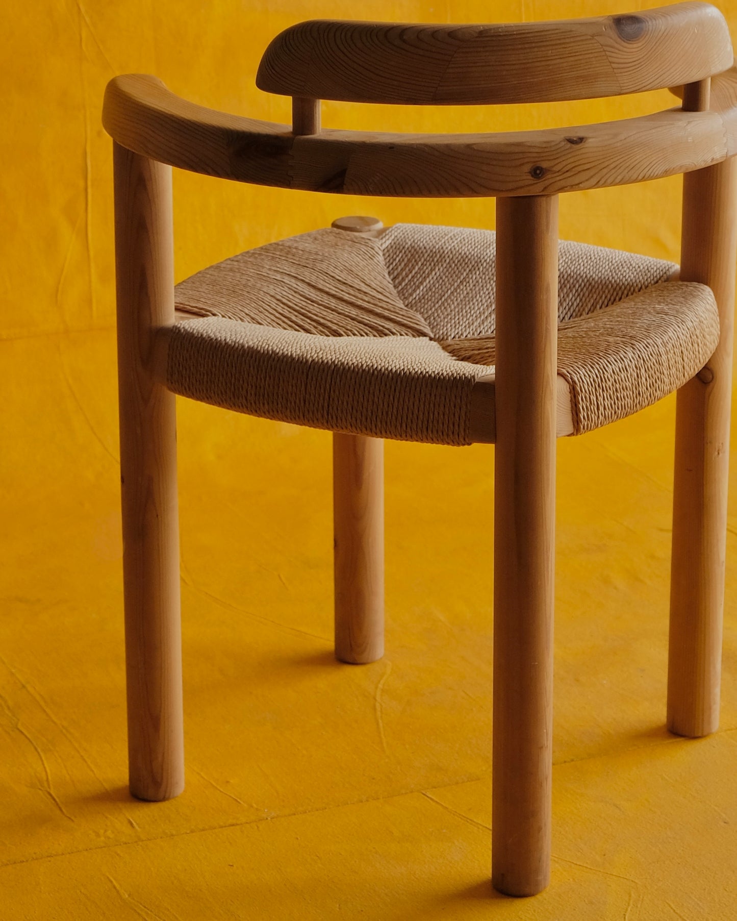PAIR OF HAND CARVED RUSH PINE CORNER CHAIRS