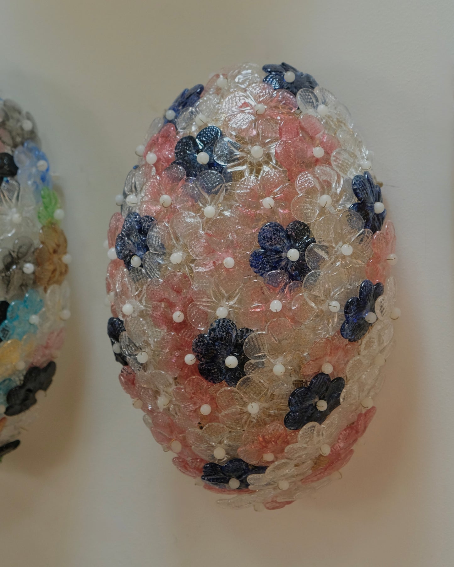 PINK MULTICOLOURED FLORAL MURANO GLASS SCONCES