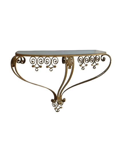 GILDED IRON & MIRROR WALL CONSOLE